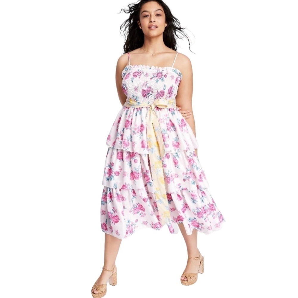LoveShackFancy x Target Floral & Tiered Elise Midi Dress Sz. L - Picture 2 of 15